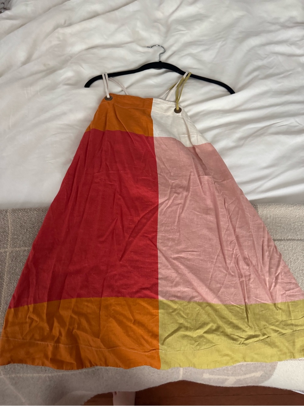 EUC Anthropologie Celandine Colorblock Linen Sundress in Red, Pink & Gold - Picture 3 of 5